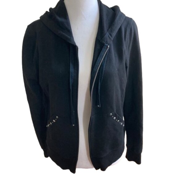 Christine Alexander Black Hoodie with Swarovski Crystals Full Zip, sz. Medium - Picture 3 of 14